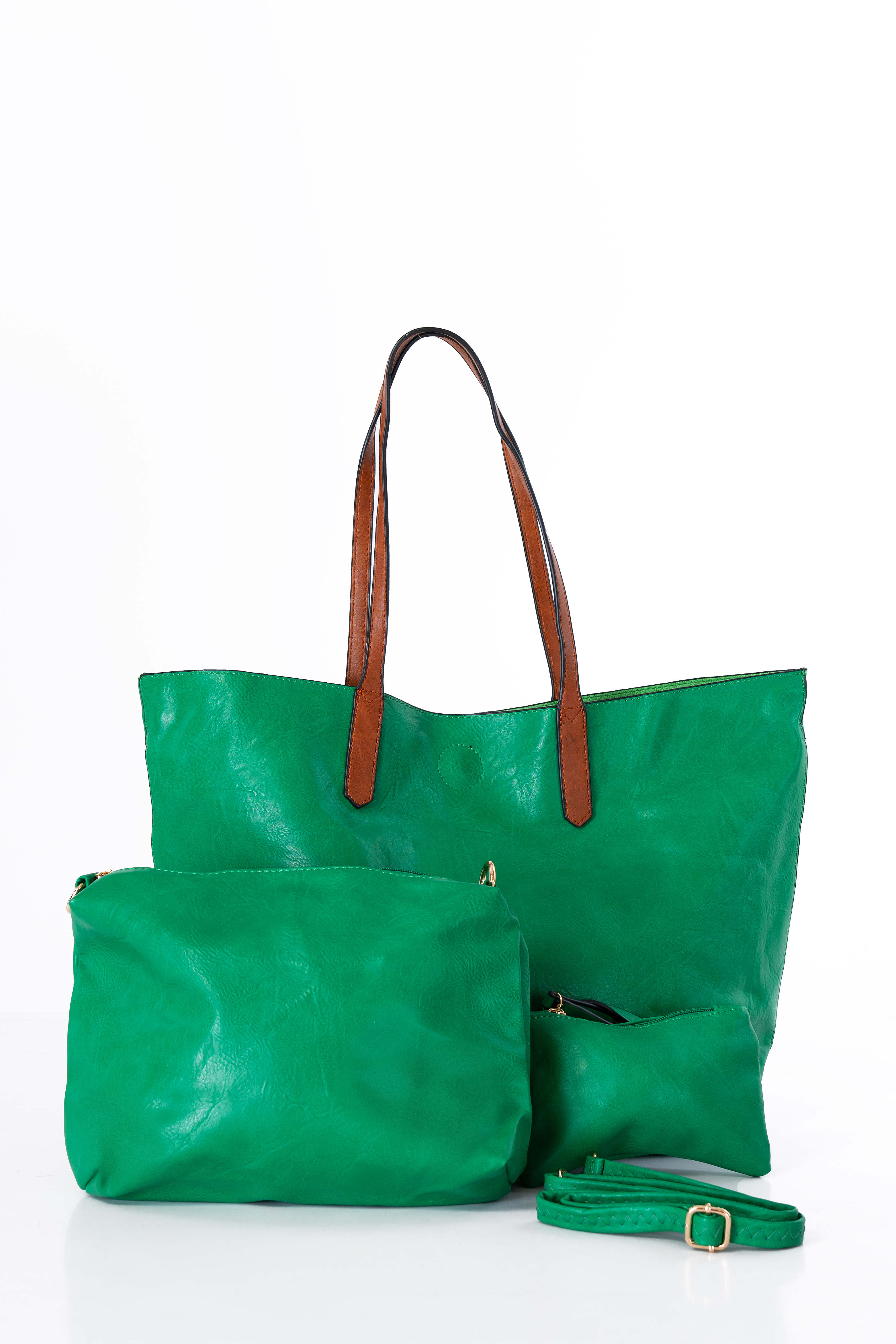 Дамска голяма чанта 3в1 в зелено