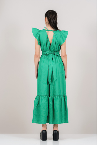 Дълга рокля в зелено с харбали