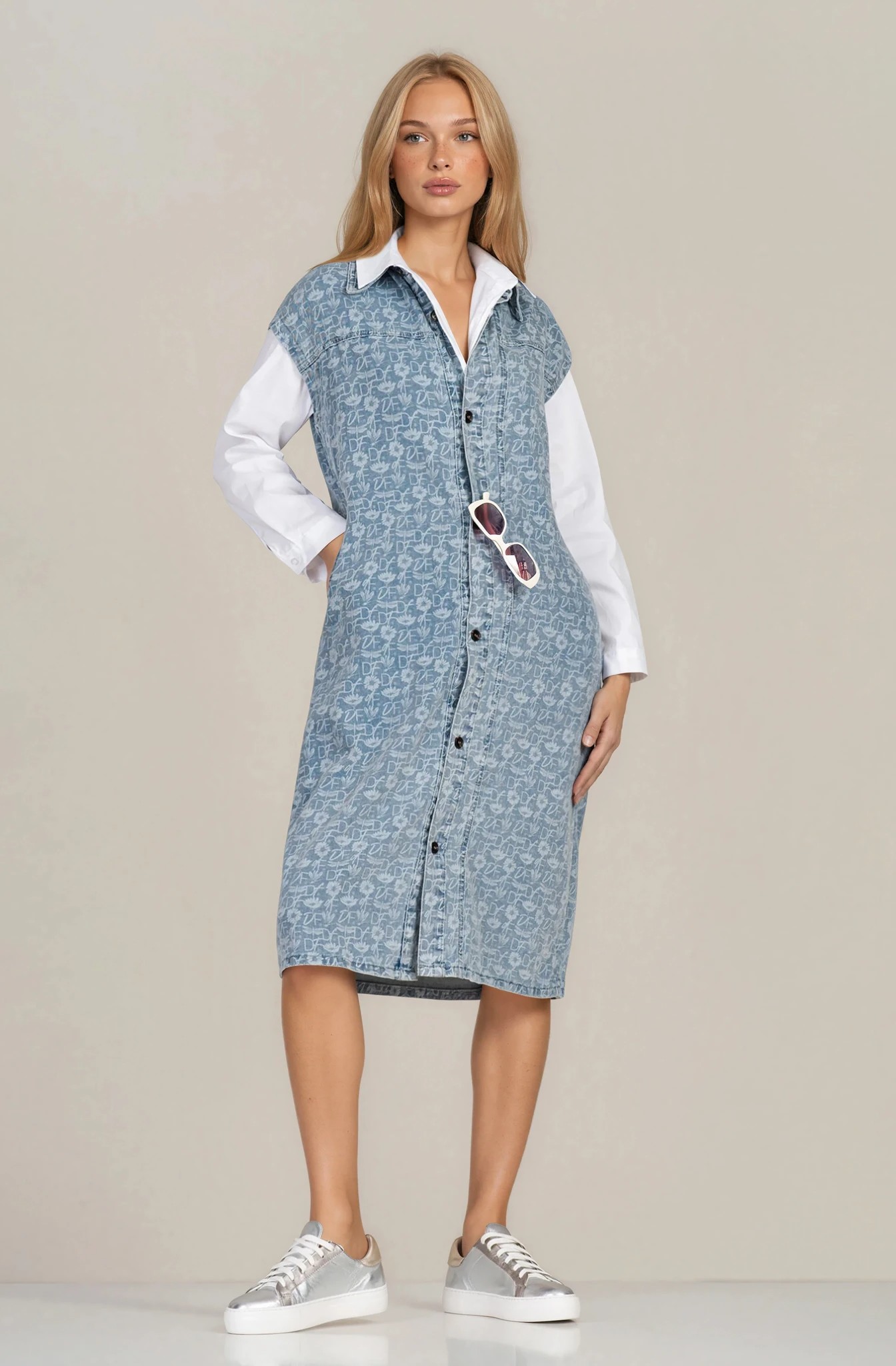 Дънкова рокля ''Dragonfly'' от органичен памук с щампован лого принт